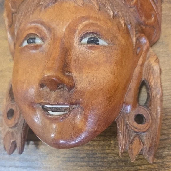 Vintage Diety Daoism China Tibet Carved Wooden Decorative Mask in Rosewood - Picture 4 of 6